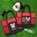 Personalized Disco Ball Pink Coquette Bow Large Tote Bag with Name Birthday Christmas Gift for Women