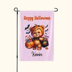 Personalised Watercolor Pumpkin Animal Garden Flag with Name Text Yard Garden Decor Halloween Gift for Family