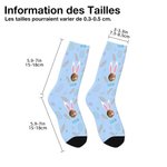 Chaussettes Mi-mollet Personnalisées avec Nom et Photo Motif Œuf et Carotte Cadeau de Pâques Anniversaire pour Enfant