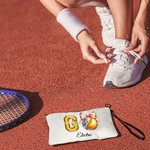 Bolsa de maquillaje personalizada con nombre de pelota de fútbol tenis discoteca con pulsera Accesorios de viaje Regalo para mujer Amante de los depor