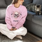 Sweatshirt à capuche avec nom Sweatshirt à capuche avec tête de mort rose multicolore personnalisé Cadeau d'Halloween pour femmes