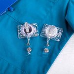 Personalised Glitter Nurse Acrylic Badge Reel Text with Gemstone Birthday Christmas Gift for Nurse Doctor Medical Staff