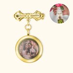 Personalised Photo Lapel Pin Bouquet Charm Memoriral Wedding Graduation Gift for Groom Bride Graduates