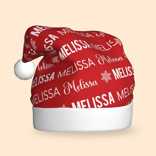 Henkilökohtainen lumihiutale Word Cloud Design Plush Santa Hat nimi joulun juhla tarvikkeet lahja Kid perheelle