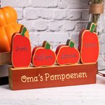 Gepersonaliseerde Pompoenen Familie Blok Set Herfst Houten Teken Decor Voor Thuis Tafel Plank Halloween Thanksgiving Cadeaus