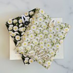 Personalised Handmade Daisy Floral Book Sleeve Book Cover Protector with Name Birthday Back to School Gift for Book Lovers Bookworm