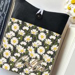 Personalised Handmade Daisy Floral Book Sleeve Book Cover Protector with Name Birthday Back to School Gift for Book Lovers Bookworm