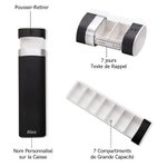 Pilulier Hebdomadaire avec Nom Personnalisé Accessoire de Voyage Grands Compartiments de 7 Jours Qualité Alimentaire Cadeau pour Famille Patient