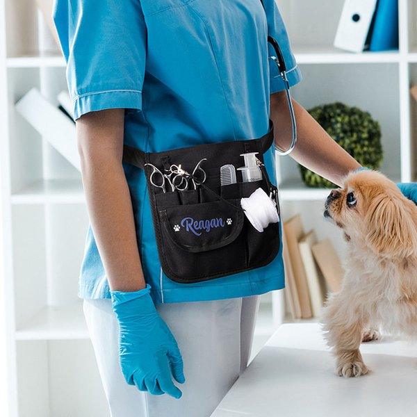 Personalised Paw Print Design Multi-compartment Tool Waist Bag with Name Christmas Gift for Vet Staff