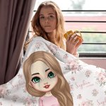Personalized Cute Floral Cartoon Character Soft Throw Blanket with Multiple Names Home Decor Birthday Christmas Gift for Kids Family