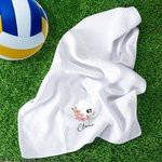 Personalized Volleyball Birth Flower 100% Cotton Towel Name with Hanging Clip Birthday Gift for Volleyball Lovers