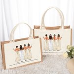 Personalized Bride Cheers with Bridesmaids Jute Canvas Tote Bag with Name and Blessing Quote Wedding Party Bridal Shower Gift for Bride