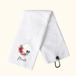 Personalized Volleyball Birth Flower 100% Cotton Towel Name with Hanging Clip Birthday Gift for Volleyball Lovers