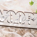 Personalized Mr and Mrs Wood Wedding Table Sign with Mirror Acrylic Family Name Party Photo Prop Anniversary Wedding Gift for Couple