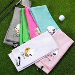 Personalized Volleyball Birth Flower 100% Cotton Towel Name with Hanging Clip Birthday Gift for Volleyball Lovers