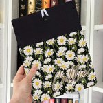 Personalised Handmade Daisy Floral Book Sleeve Book Cover Protector with Name Birthday Back to School Gift for Book Lovers Bookworm