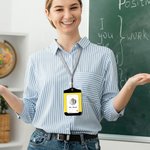 Personalized Rainbow Crayon Pencil Teacher Badge ID Holder with Name Detachable Lanyard Back to School Appreciation Gift for Teacher