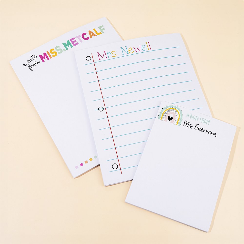 Cahier de correspondance arc-en-ciel personnalisé avec le nom de l'enseignant Cadeau de rentrée pour l'enseignant