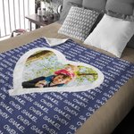 Couverture Douce Multicolore Personnalisée avec 1 à 20 Noms et Photo en Forme de Coeur Cadeau Anniversaire pour Parents Grands-parents