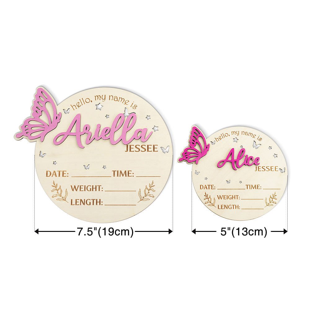 Cartello Da Tavolo In Legno Per Baby Shower – Farfalla Viola Con Scritta Thank You For Coming