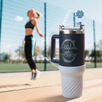 Personalized Multicolor Protective Silicone Bottom Boot & Daisy Straw Cover with Initial for Stanley Tumbler Accessory Birthday Gift for Friend