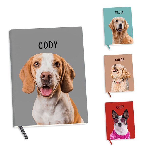 Personalised Cute Pet Portrait A5 Notebook with Name Birthday Gift for Pet Lovers