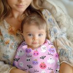 Personalized Cute Pumpkin Ghost Halloween Theme Pink Swaddle Blanket and Hat Set with Name Baby Shower Halloween Gift for Baby Girls