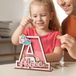 Personlig spargris med tecknad bokstav och klart fönster med namn Barnkammardekoration Födelsedagspresent för pojkar Flickor