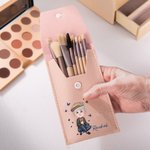 Sac de Pinceaux de Maquillage en Cuir Papillon Personnalisé avec Nom 8 Pinceaux de Maquillage Voyage Essentiels Anniversaire Retraite Cadeau pour Gran