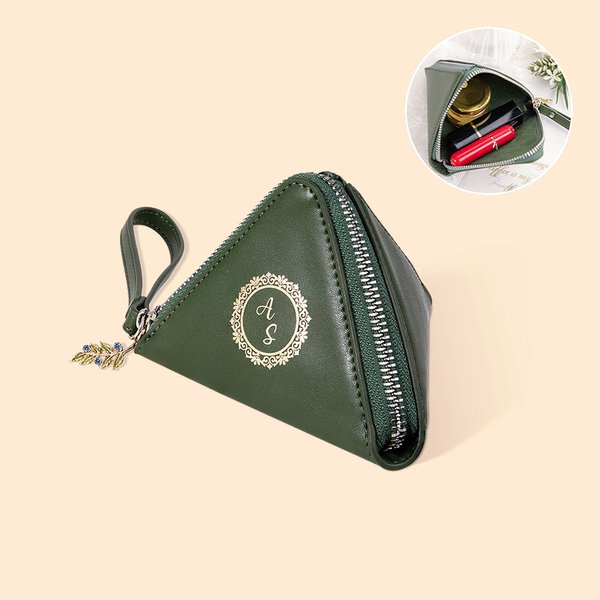 Personalizada portátil pirámide nombre joyería bolsa con diseño de hoja de vid cremallera boda cumpleaños regalo para las mujeres