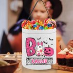 Personalisierte Kürbis Geist Fledermaus Süßigkeiten Korb mit Namen lustig Halloween Geschenk für Jungen Mädchen