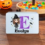 Personalized Halloween Costumes Cartoon Character Name Tin for Candy Chocolate Halloween Gift for Kids