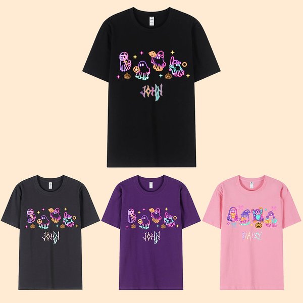 T-shirt pour enfant avec nom en coton 100% fluo, multicolore, disponible pour les fêtes de fin d'année Cadeau d'Halloween pour garçons et filles