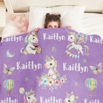 Couverture Douce Personnalisée avec Nom et Motif de Licorne Papillon Arc-en-ciel Cadeau Anniversaire Noël pour Filles