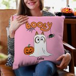 Personalised Cartoon Booey Ghost Dog Throw Pillow Cover with Name Cute Festival Home Decor Halloween Gift for Family Boys Girls