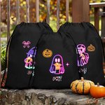 Sac à cordon personnalisé avec nom pour la fête d'Halloween Cadeau d'Halloween pour les enfants