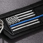 Personalised USA Flag Blue Red Green Line Keychain with Embroidered Name Birthday Christmas Gift for Police Firefighter Military