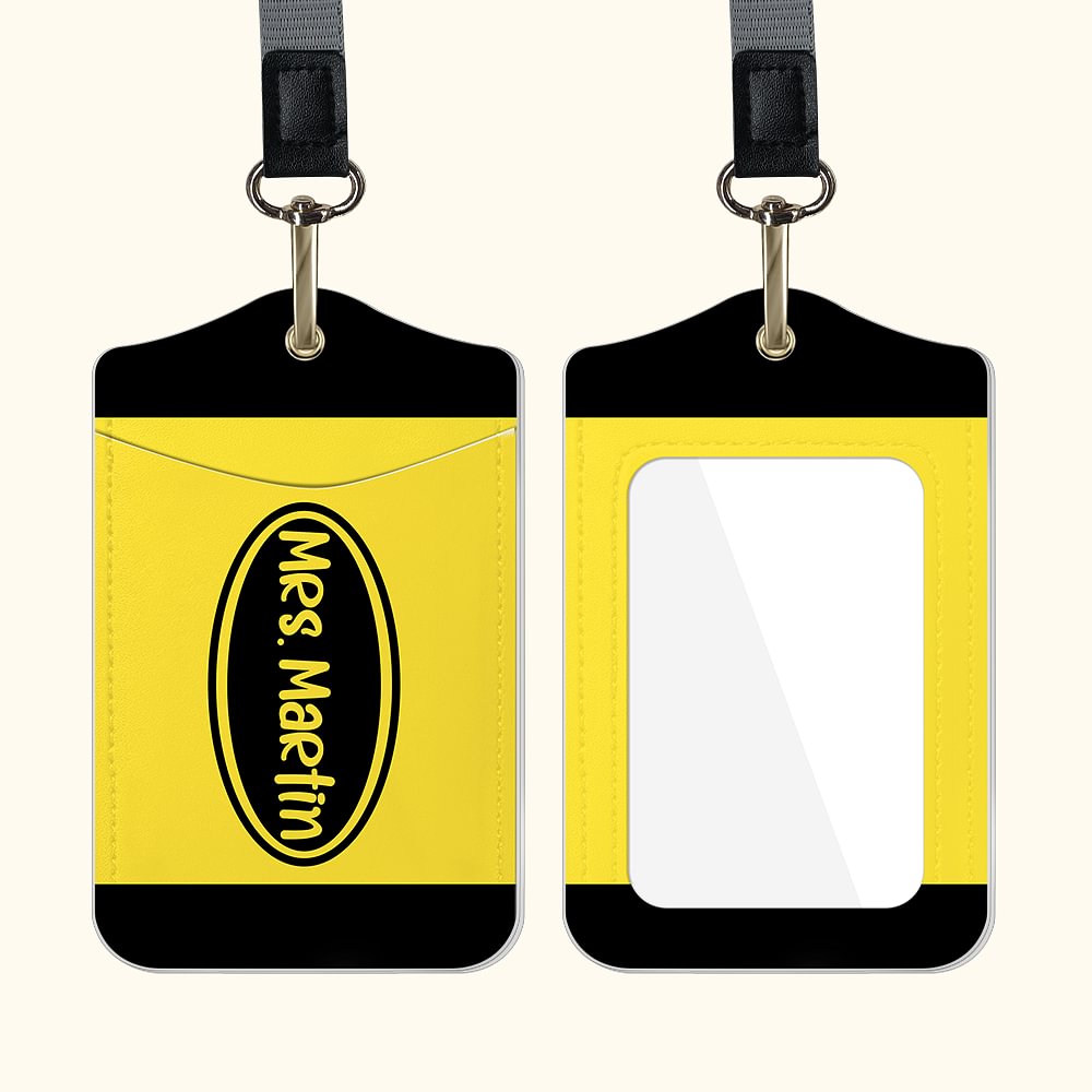 Porte-Badge Personnalisé avec Nom Style Crayon Arc-en-Ciel Accessoire avec Cordon Détachable Cadeau Rentrée Scolaire pour Enseignant