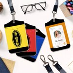 Personalized Rainbow Crayon Pencil Teacher Badge ID Holder with Name Detachable Lanyard Back to School Appreciation Gift for Teacher