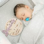 Personalizado 3D Mariposa de Madera Anuncio de Nacimiento Signo Foto Prop con Estadísticas y Nombre Grabado Baby Shower Cumpleaños Regalo para Recién 