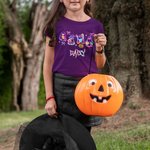 Personalised Cute Neon Ghost Pumpkin 100% Cotton Kid T-shirt with Name Multicolor Available Holiday Party Halloween Gift for Boys Girls