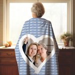 Couverture Douce Multicolore Personnalisée avec 1 à 20 Noms et Photo en Forme de Coeur Cadeau Anniversaire pour Parents Grands-parents