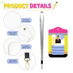 Personalized Rainbow Crayon Pencil Teacher Badge ID Holder with Name Detachable Lanyard Back to School Appreciation Gift for Teacher