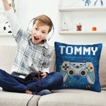 Personalized Multicolour Tie-dye Effect Gamepad Throw Pillow Cover with Name Gaming Elements Home Decor Birthday Gift for Kids Game Lovers