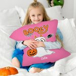 Personalised Cartoon Booey Ghost Dog Throw Pillow Cover with Name Cute Festival Home Decor Halloween Gift for Family Boys Girls