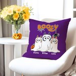 Personalised Cartoon Booey Ghost Dog Throw Pillow Cover with Name Cute Festival Home Decor Halloween Gift for Family Boys Girls