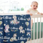 Couverture Douce Personnalisée avec Nom et Motif de Licorne Papillon Arc-en-ciel Cadeau Anniversaire Noël pour Filles
