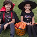 Personalised Cute Neon Ghost Pumpkin 100% Cotton Kid T-shirt with Name Multicolor Available Holiday Party Halloween Gift for Boys Girls