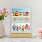 Veilleuse LED Personnalisée avec Collage de Photos Noms Décoration de Chambre avec Socle en Bois Cadeau Noël pour Famille Enfant
