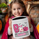 Personalisierte Kürbis Geist Fledermaus Süßigkeiten Korb mit Namen lustig Halloween Geschenk für Jungen Mädchen